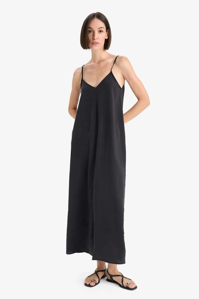 ديفاكتو V-Neck modal Sleeveless Midi Dress