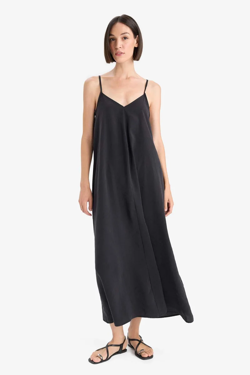 ديفاكتو V-Neck modal Sleeveless Midi Dress