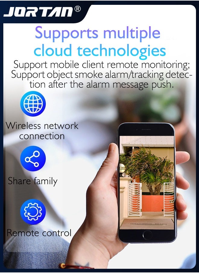 JORTAN - Fire-smoke Sensing Home/Kitchen Smart Camera 1080P Screw Plug Wireless Wifi in Bulb Shape Indoor Surveillance with Fire Alarm Sending & Two Way Audio & Smart Tracking & Monitor with iOS, Android App - Image 1