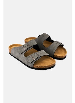 Algspar Men Double Monk Strap Slip On Cork Sandals, Grey  - Image 1