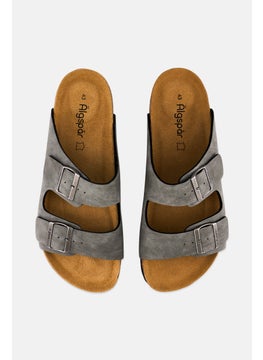 Algspar Men Double Monk Strap Slip On Cork Sandals, Grey  - Image 3