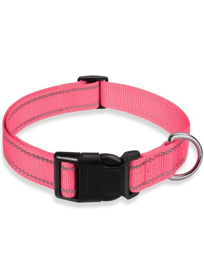 BOOMIBOO Reflective Dog Collar with Buckle Adjustable Safety Nylon Collars for Small Medium Large Dogs, Light Pink S - Image 1