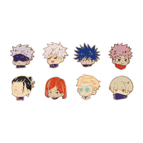 VNYIGDJS Anime JJK Pins 8PC - Anime Satoru Yuji Megumi Nanami Kento Geto Suguru Cosplay Figure Merch Pins for Backpacks - Image 1