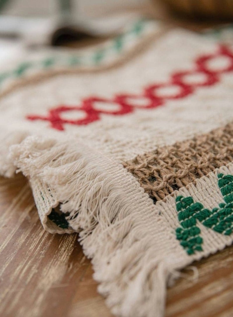 Captaintech Creative Bohemian Ethnic Table Runner, Colorful Plaid Cotton Linen Braided Tassel Rectangular Coffee Table Tablecloth Home Party Restaurants Kitchen Holiday Wedding Decorations (12"*70.8") - Image 4