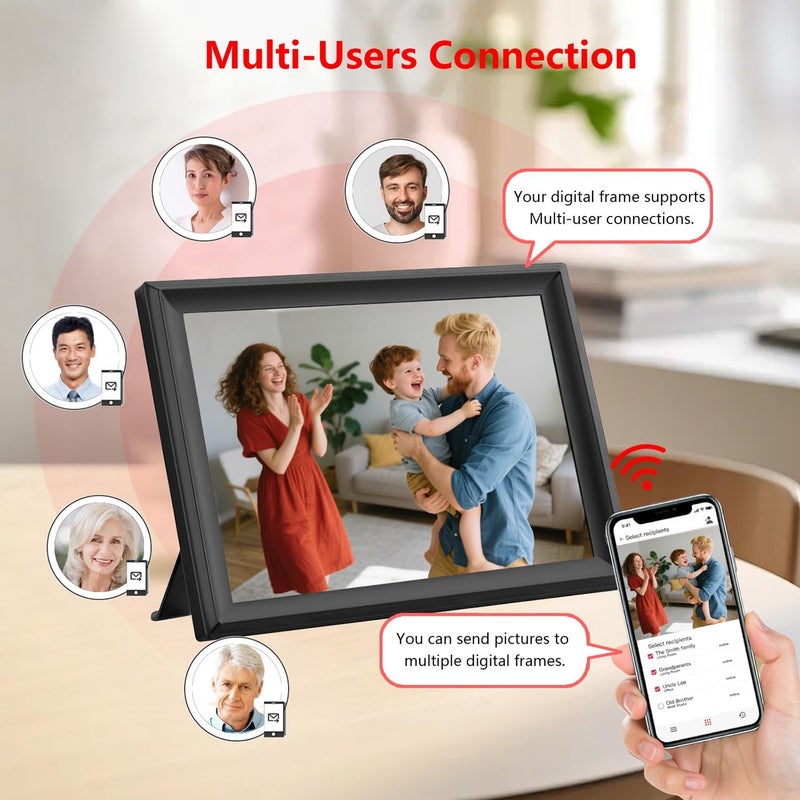 إطار صور رقمي كبير أكيمارت 15.6 بوصة 32 جيجابايت، إطار صور رقمي واي فاي، شاشة لمس IPS عالية الدقة، إطار صور مع تدوير تلقائي ومشاركة فورية للصور/الفيديو عبر تطبيق Frameo، هدية للأم - Image 5
