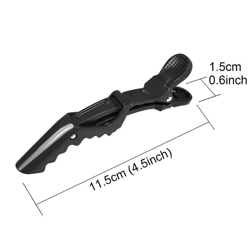 Calitate24 كلاتيت24 6 قطع مشابك تقسيم الشعر مشابك تمساح لتقسيم الشعر للصالة بلاستيك أسود مشابك تقسيم تمساح غير قابلة للانزلاق مع 2 مشط ذيل - Image 2