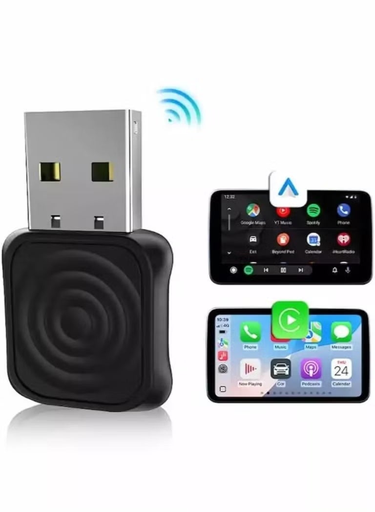 Carlinkit Wired to Wireless CarPlay & Android Auto Adapter – USB Plug for iOS 10+ & Android 11+ Devices - Image 1