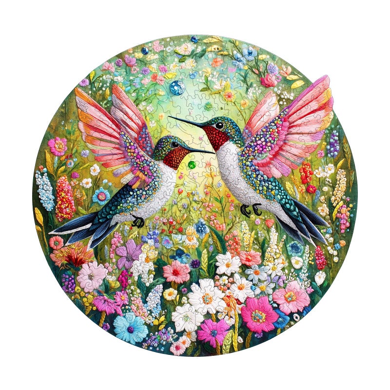 Purdicra Wooden Jigsaw Puzzles Embroidered Hummingbird Wooden Puzzles for Adults with Unique Shape Adult Jigsaw Puzzle Birthday Gifts for Adults 132x134 290pcs - Image 3