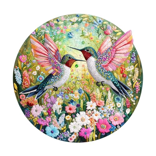 Purdicra Wooden Jigsaw Puzzles Embroidered Hummingbird Wooden Puzzles for Adults with Unique Shape Adult Jigsaw Puzzle Birthday Gifts for Adults 132x134 290pcs - Image 1