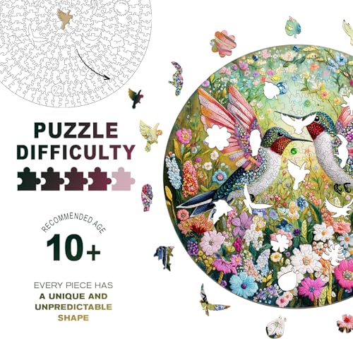 Purdicra Wooden Jigsaw Puzzles Embroidered Hummingbird Wooden Puzzles for Adults with Unique Shape Adult Jigsaw Puzzle Birthday Gifts for Adults 132x134 290pcs - Image 5