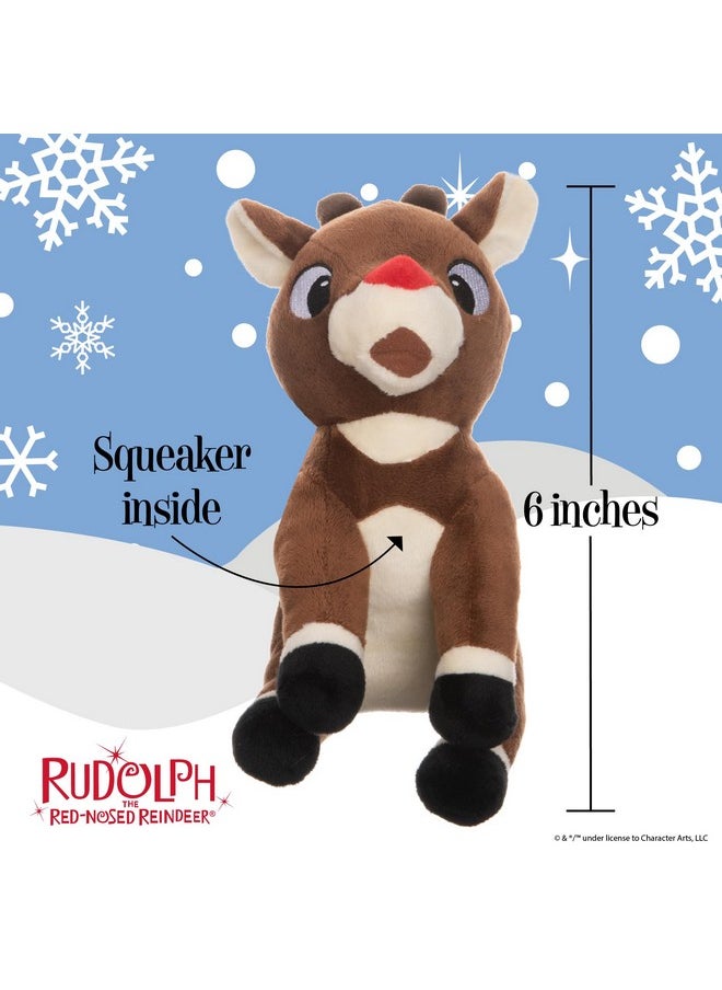 Rudolph Rudolph The Red-Nosed Reindeer Toys for Dogs - Rudolph & Bumble Dog Toys; Plush Rudolph Squeaker Dog Toys, Holiday Toys for Pets, Christmas Dog Toys, Dog Toys for Christmas, 6 Inch - 2 Pack  - Image 4
