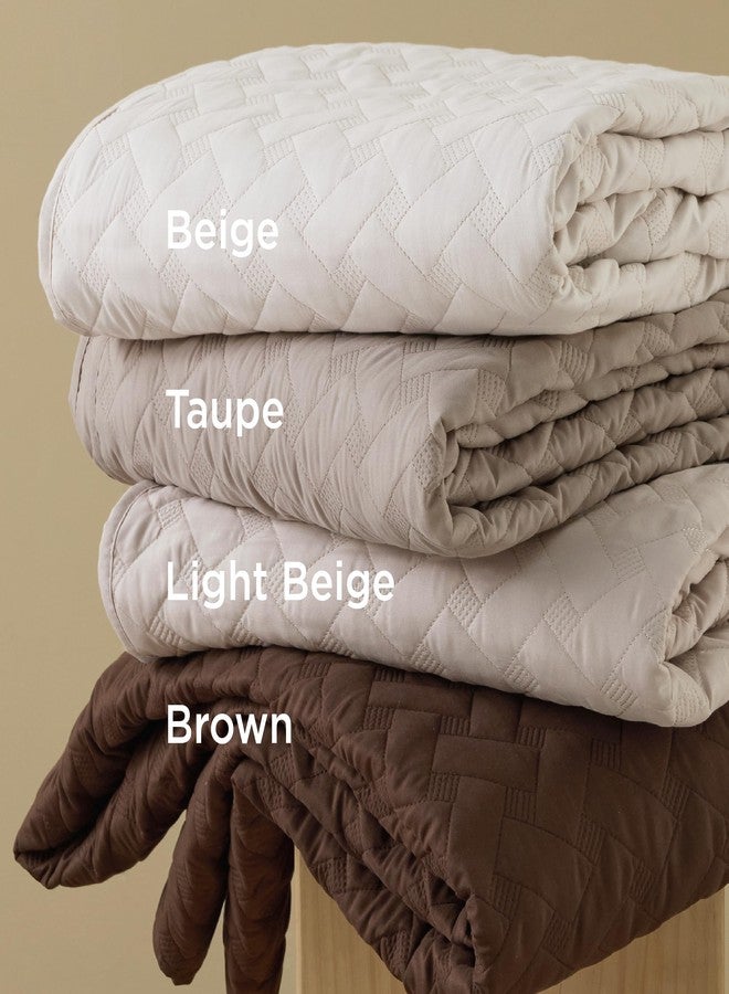 Bedsure Quilts Queen Size - Lightweight Bedspreads Queen Size with Basket Weave Pattern, Soft Quilt Bedding, Light Beige Comforter Coverlet for All Seasons (90" x 96") - Image 3