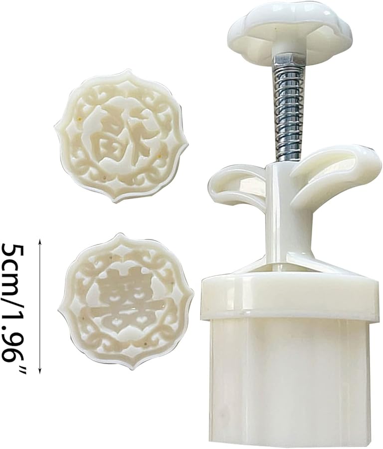 Chinese Moon Cake Molds Set With 6 Press Stamps For Baking And Cookie Decoration - Image 5