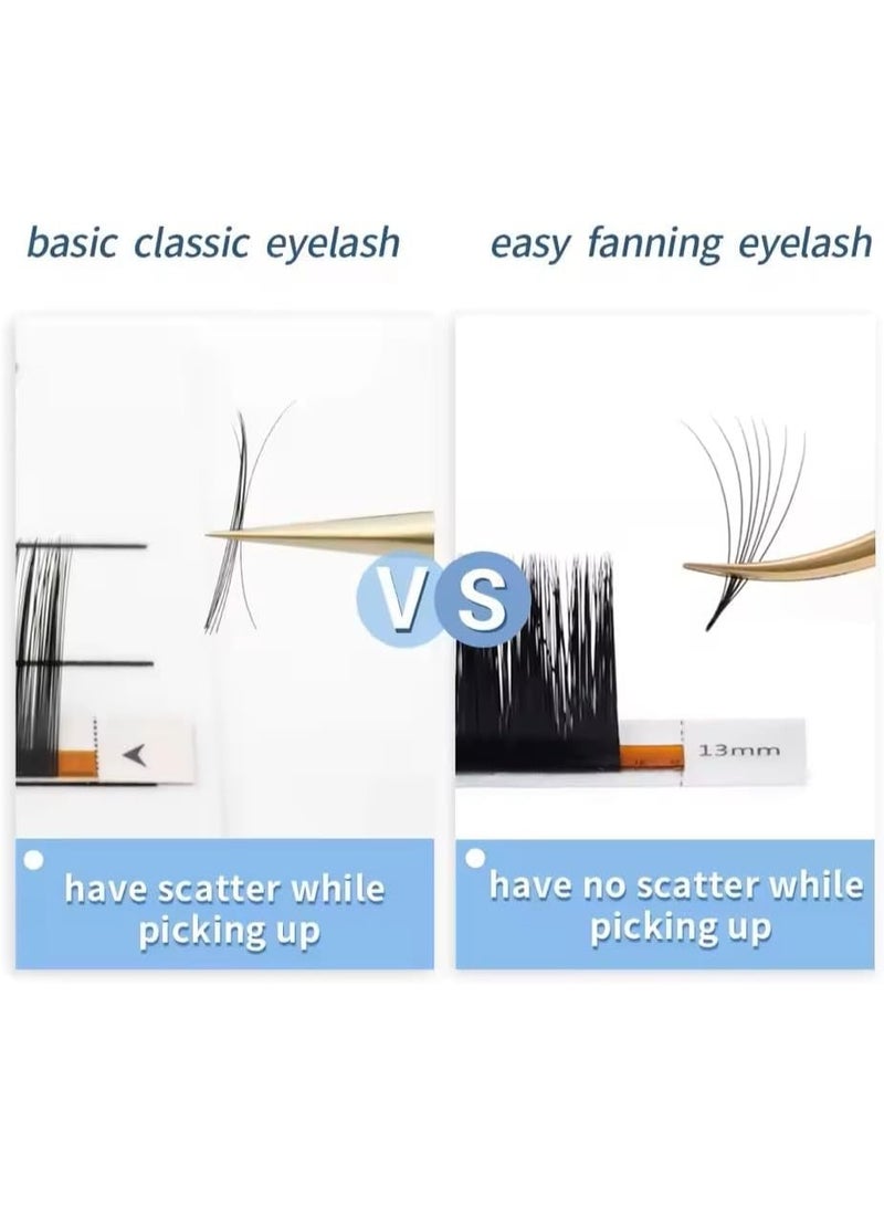 NAGARAKU Auto Fan Eyelash Extensions Self Blooming Volume Lashes Matte Black Faux Mink for Professional Use (0.05-D-13mm) - Image 4