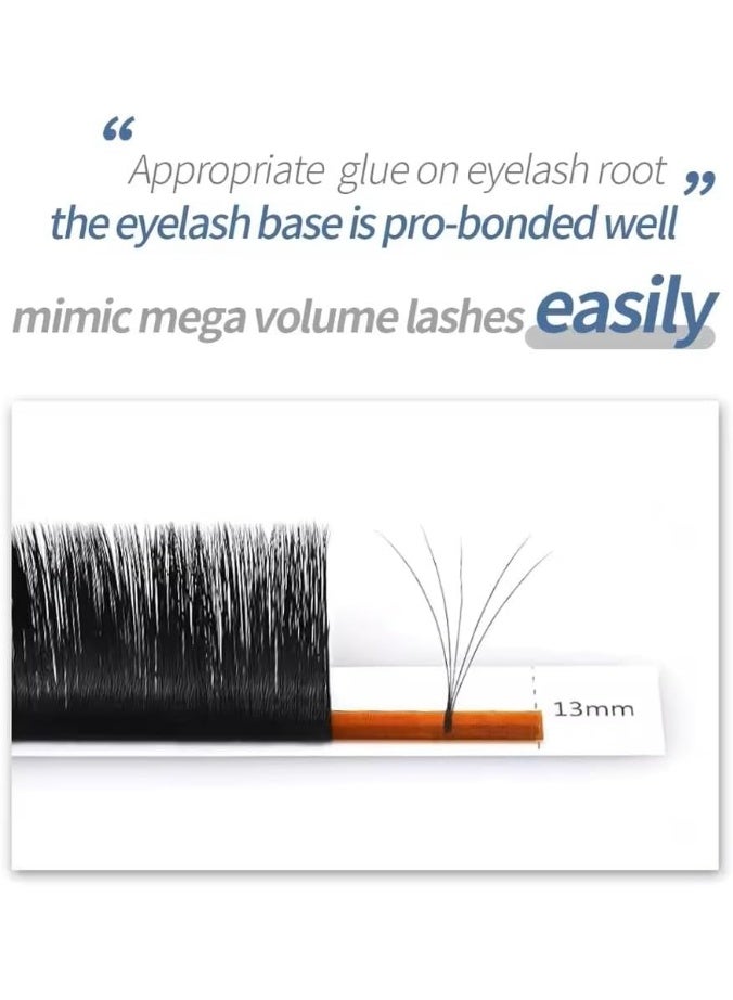 NAGARAKU Auto Fan Eyelash Extensions Self Blooming Volume Lashes Matte Black Faux Mink for Professional Use (0.05-D-13mm) - Image 5