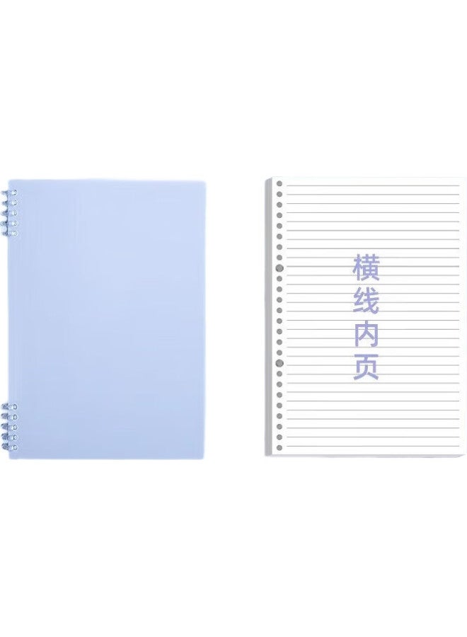 Jiamo, Comfortable Loose-Leaf Notebook, Detachable Spiral Notebook, A5-Specific Loose-Leaf Paper, Grid Notebook, Study Diary, A5 [Blue] 120 Pages 20 Holes - Image 2