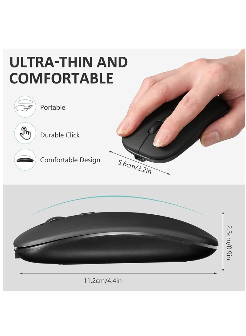 Captaintech Wireless Mouse Rechargeable Compatible with Bluetooth Mouse 2.4G Slim Dual Mode Cordless Mouse 800/1200/1600 DPI Silent Computer Mice with USB Type C Receiver Compatible with PC Laptop - Image 3