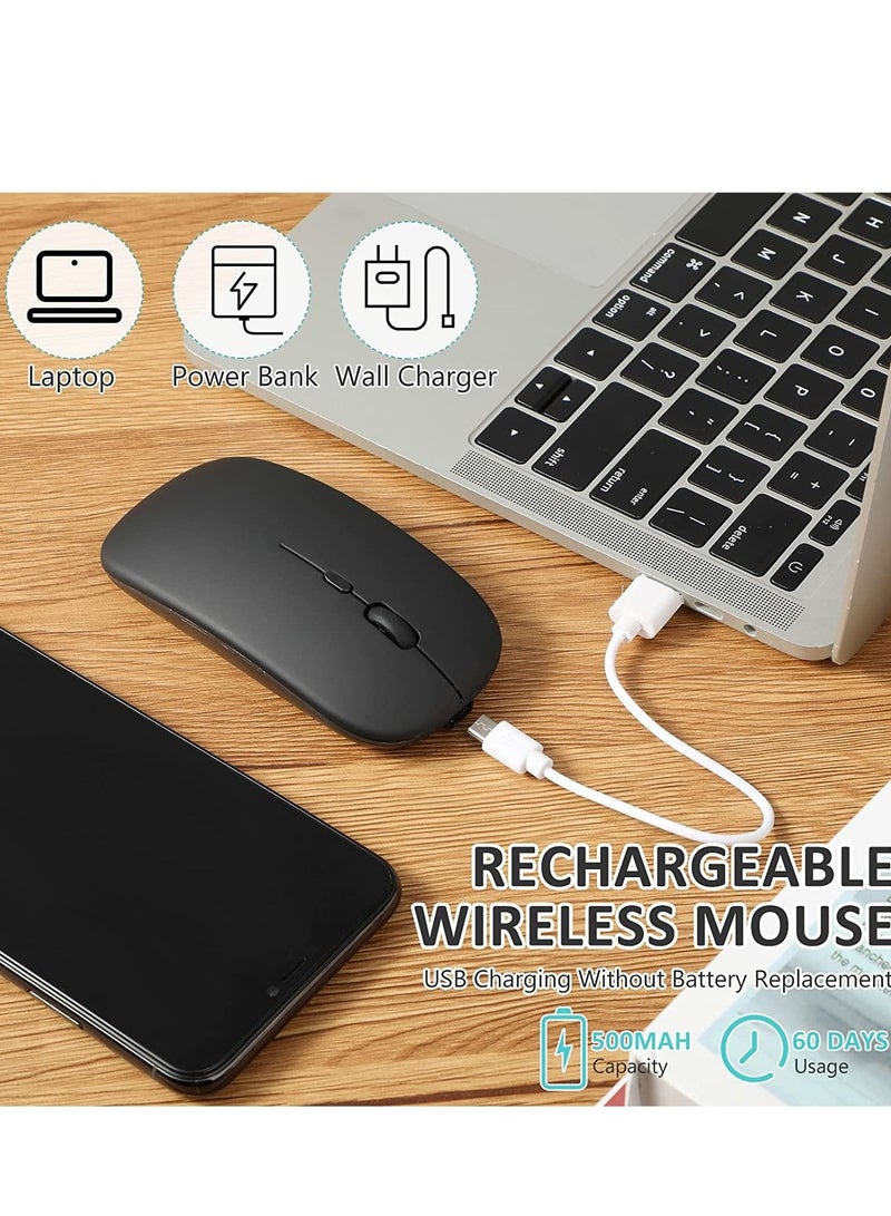 Captaintech Wireless Mouse Rechargeable Compatible with Bluetooth Mouse 2.4G Slim Dual Mode Cordless Mouse 800/1200/1600 DPI Silent Computer Mice with USB Type C Receiver Compatible with PC Laptop - Image 4
