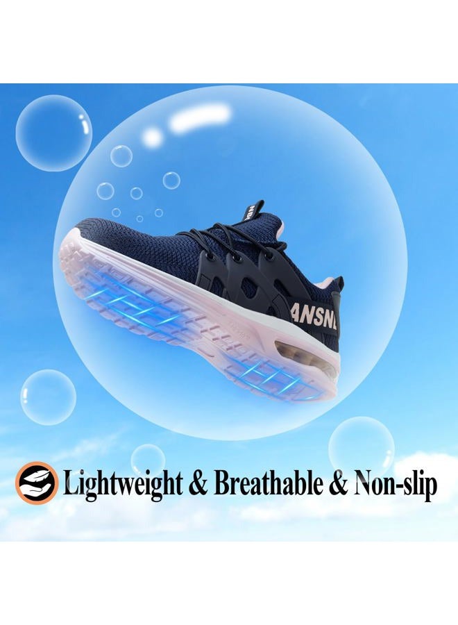 LANSNBO Steel Toe Shoes for Women Indestructible Safety Work Shoes Air Cushion Lightweight Breathable Utility Sneakers Puncture Proof Slip Resistant Composite Toe Footwear, Purple,pink, 8.5 - Image 5