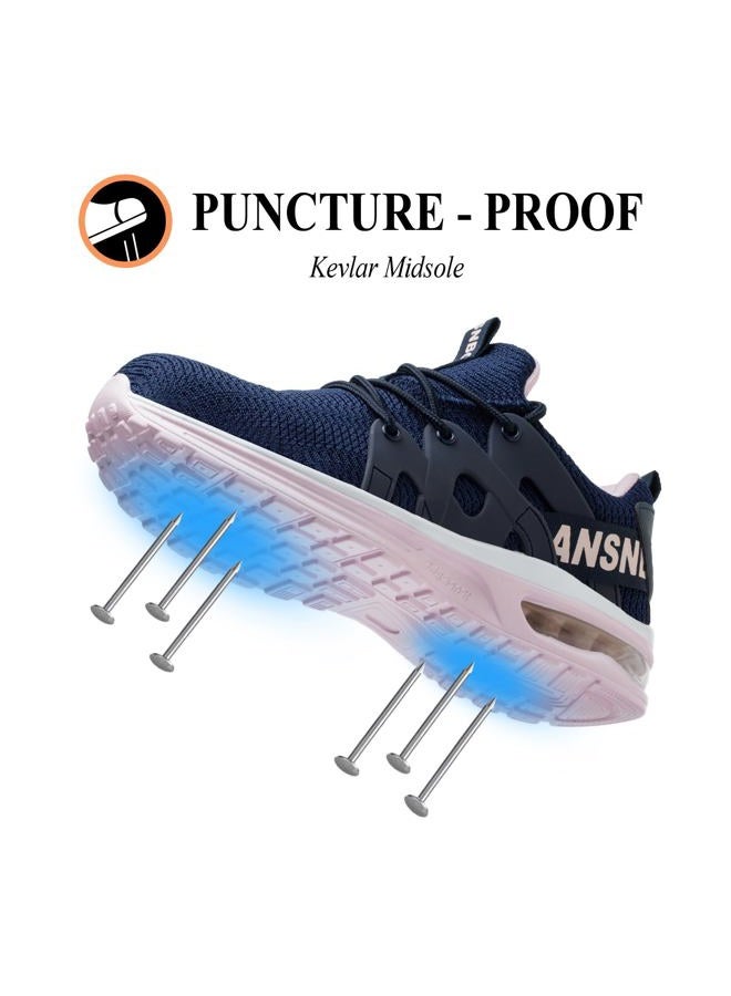 LANSNBO Steel Toe Shoes for Women Indestructible Safety Work Shoes Air Cushion Lightweight Breathable Utility Sneakers Puncture Proof Slip Resistant Composite Toe Footwear, Purple,pink, 8.5 - Image 4