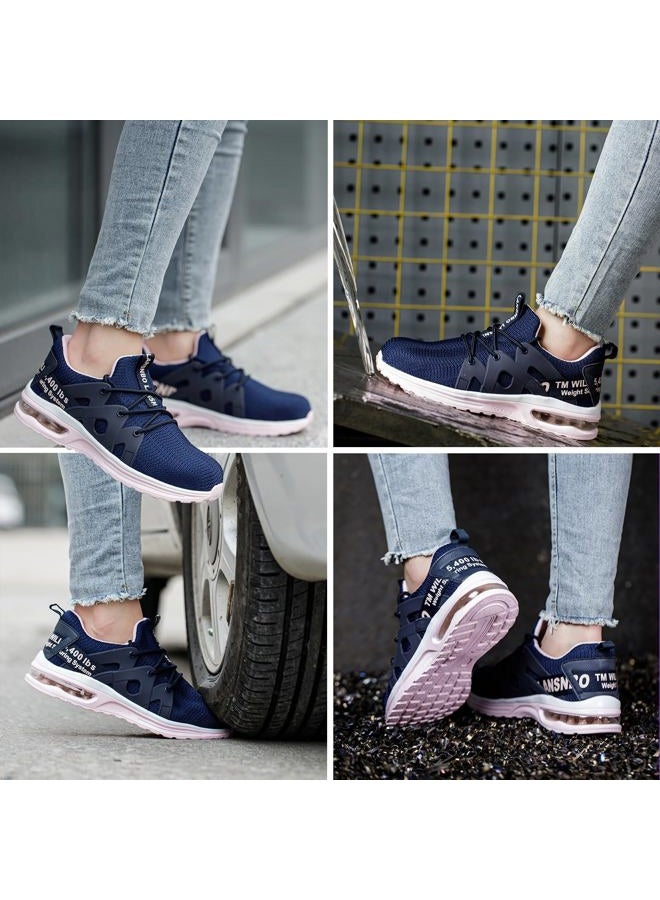 LANSNBO Steel Toe Shoes for Women Indestructible Safety Work Shoes Air Cushion Lightweight Breathable Utility Sneakers Puncture Proof Slip Resistant Composite Toe Footwear, Purple,pink, 8.5 - Image 2