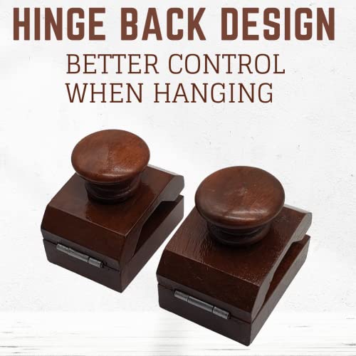 Wise Linkers Hinge Back Wooden Quilt Wall Hanger – Cherry Brown – 2 Clamps with Screws for Tapestry Hangers Wall Hangings Wall Clips for Hanging Quilt Hangers for Wall hangings - Image 3