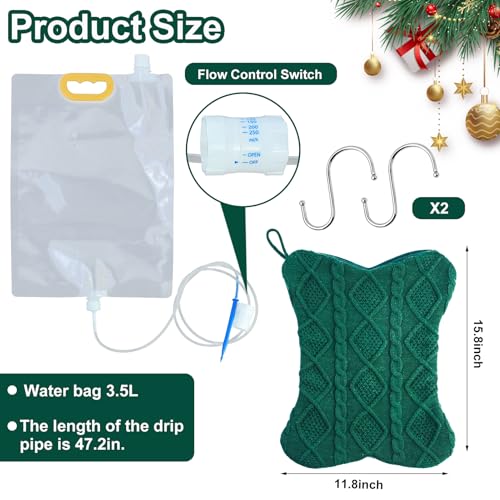 Fantang 1Set Christmas Tree Watering Bags Slow Release with Green Christmas Socks, Automatic Holiday Trees Care and Watering System Device Xmas Tree Self Waterer Drip Irrigation Bags with Flow Regulators - Image 2
