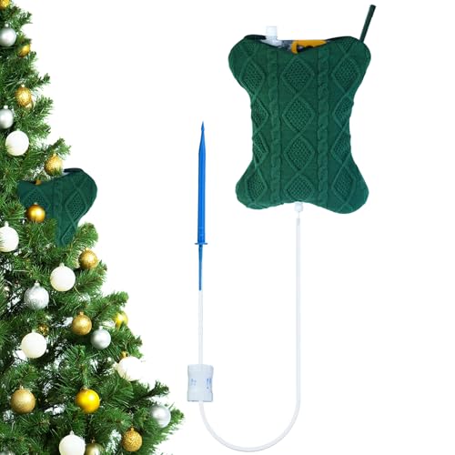 Fantang 1Set Christmas Tree Watering Bags Slow Release with Green Christmas Socks, Automatic Holiday Trees Care and Watering System Device Xmas Tree Self Waterer Drip Irrigation Bags with Flow Regulators - Image 1