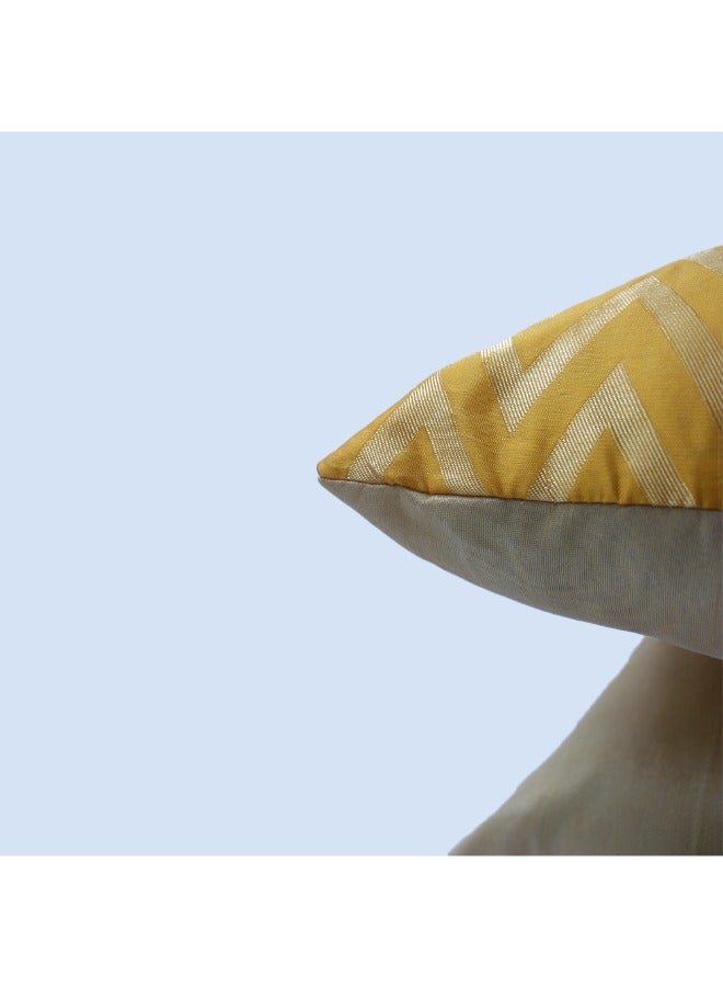 BYFT Orchard Cushion Cover 18 x 18 inch (Zig Zag Design - Yellow) 45 x 45 cm Luxury Decorative Cushion Cover for Sofa, Bed & Living Room- Set of 2 without inserts - Image 5