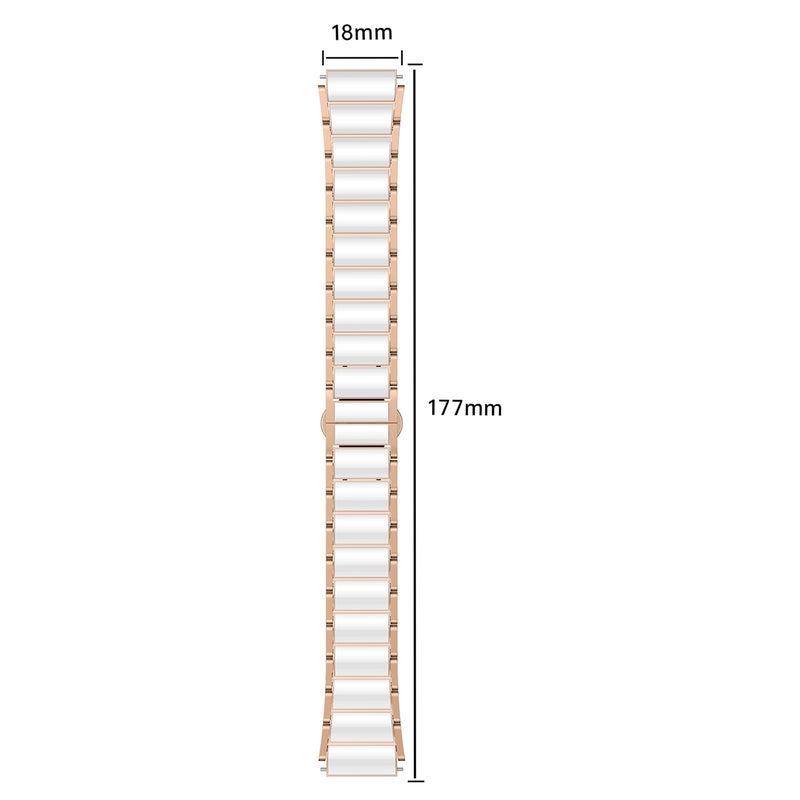 إيروريكس لساعة هواوي واتش جي تي 5 41 مم / جي تي 5 برو 42 مم سوار ساعة سيراميكي أبيض معدني بمشبك فراشة (أبيض + فضي) - Image 4