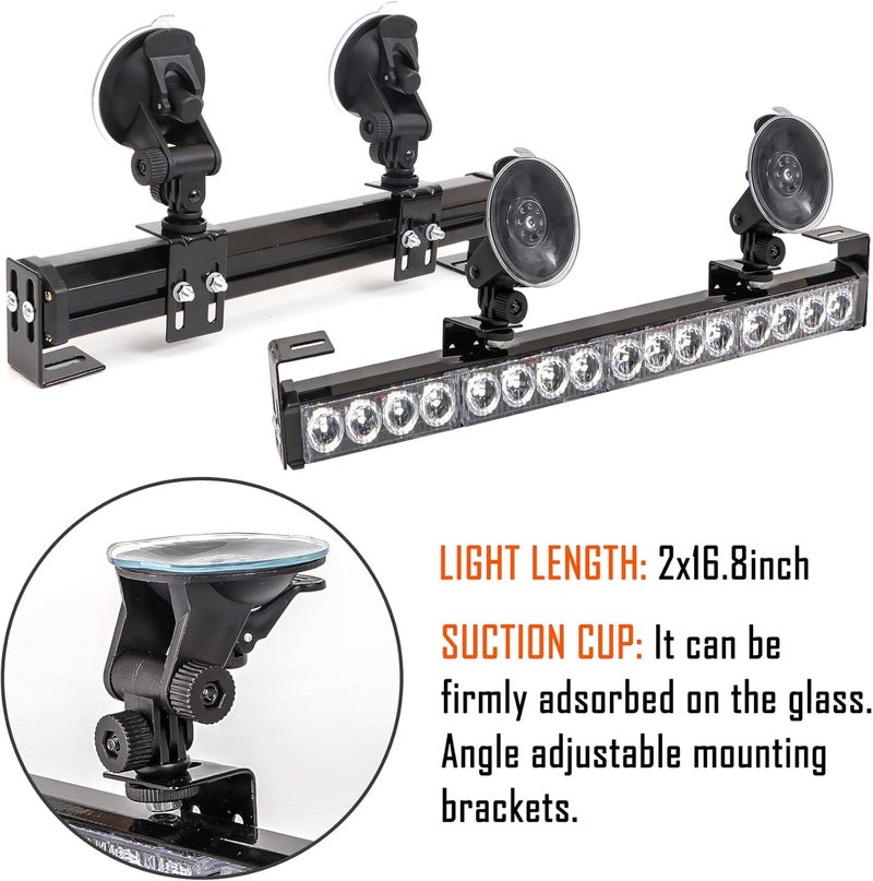 LE-JX 2×16.8 inch Emergency Strobe Light Bar with 21 Flash Patterns for Police Vehicles and Trucks (Amber/White) - Image 5