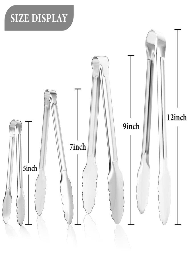 XEVOM 12 Pack Small Serving Tongs,XEVOM Stainless Steel Sugar Tongs Mini Appetizers Tongs Mental Kitchen Tongs for Serving Food (5inch) - Image 3