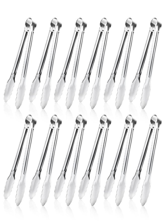 XEVOM 12 Pack Small Serving Tongs,XEVOM Stainless Steel Sugar Tongs Mini Appetizers Tongs Mental Kitchen Tongs for Serving Food (5inch) - Image 1