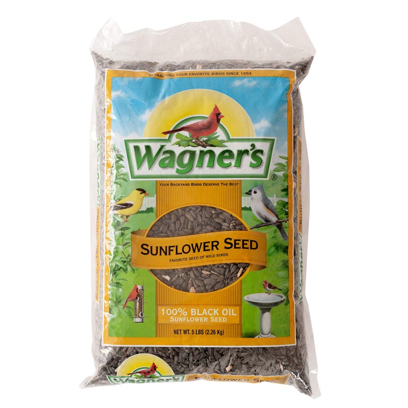 Wagner's 52023 Black Oil Sunflower Seed Wild Bird Food, 5-Pound Bag - Image 1