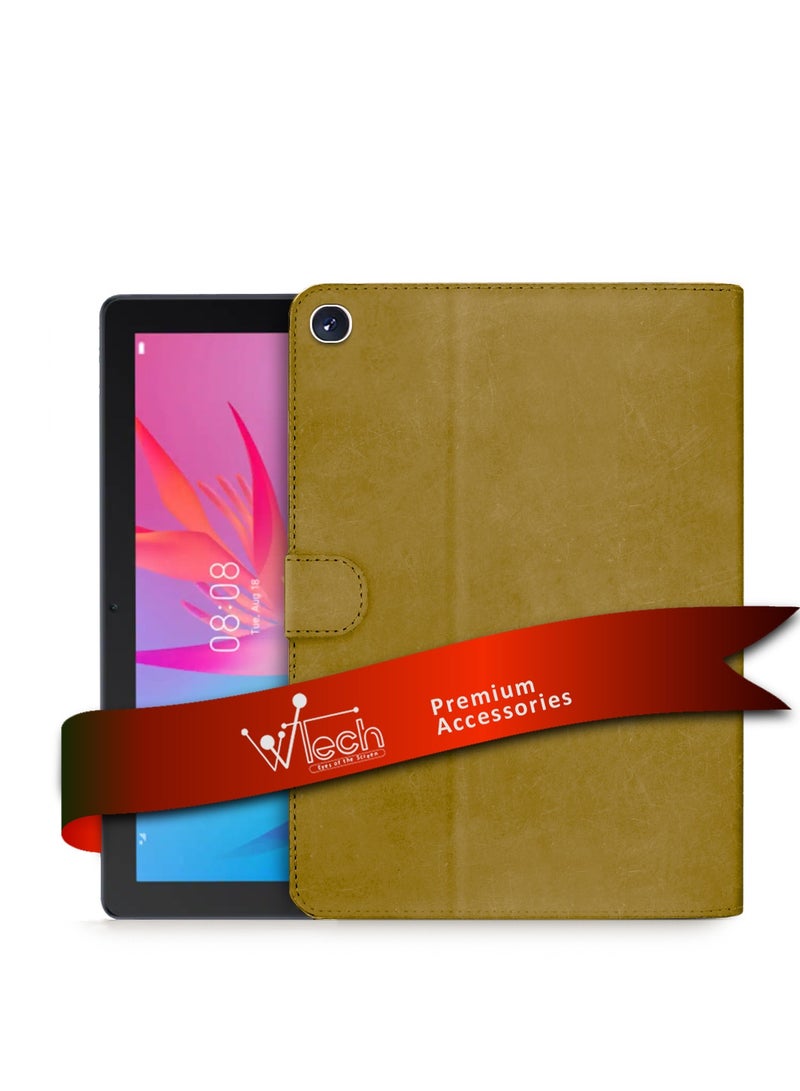 دبليو تيك غطاء حماية قلاب من جلد البولي يوريثان لهاتف هونور باد X8 / X8 لايت 2022 / هواوي ميت باد T 10s / T 10 / T10s (10.1 بوصة) 2020 (AGS3-L09، AGS3-W09) بني فاتح - Image 1