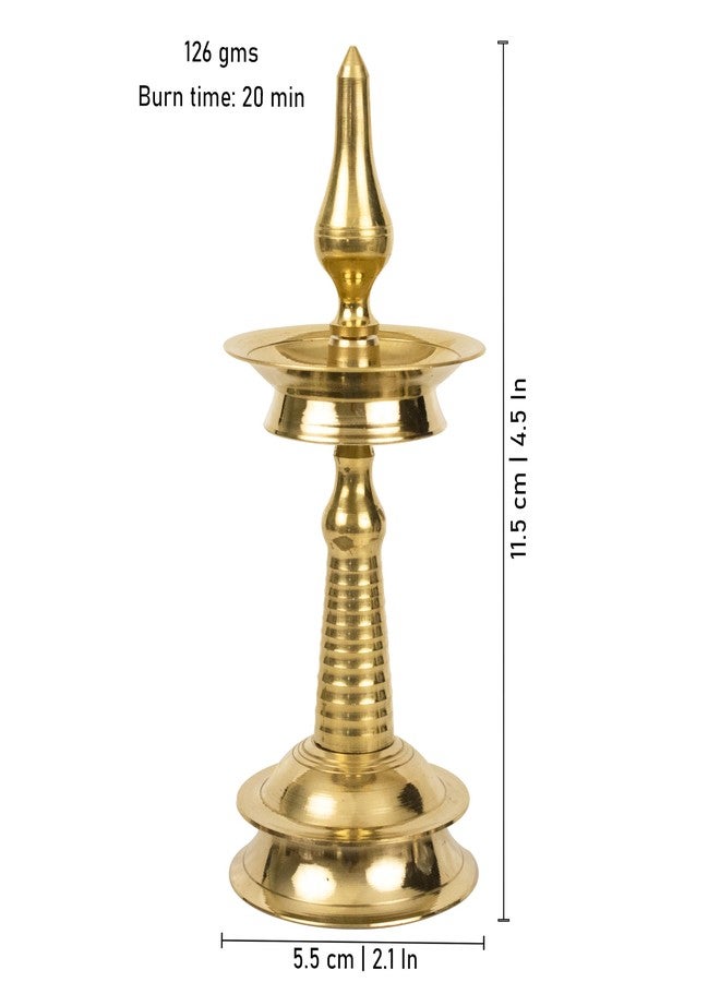 Putrika Traditional Brass Kerala Kuthu villaku Diya for Puja | Lord Ayyappan Vilakku|Pooja Aarti|Arti Deepak Deepam Oil Lamp for Home Temple [Weight:125g]-Kerala Nila Villakku(4.5inch) - Image 4