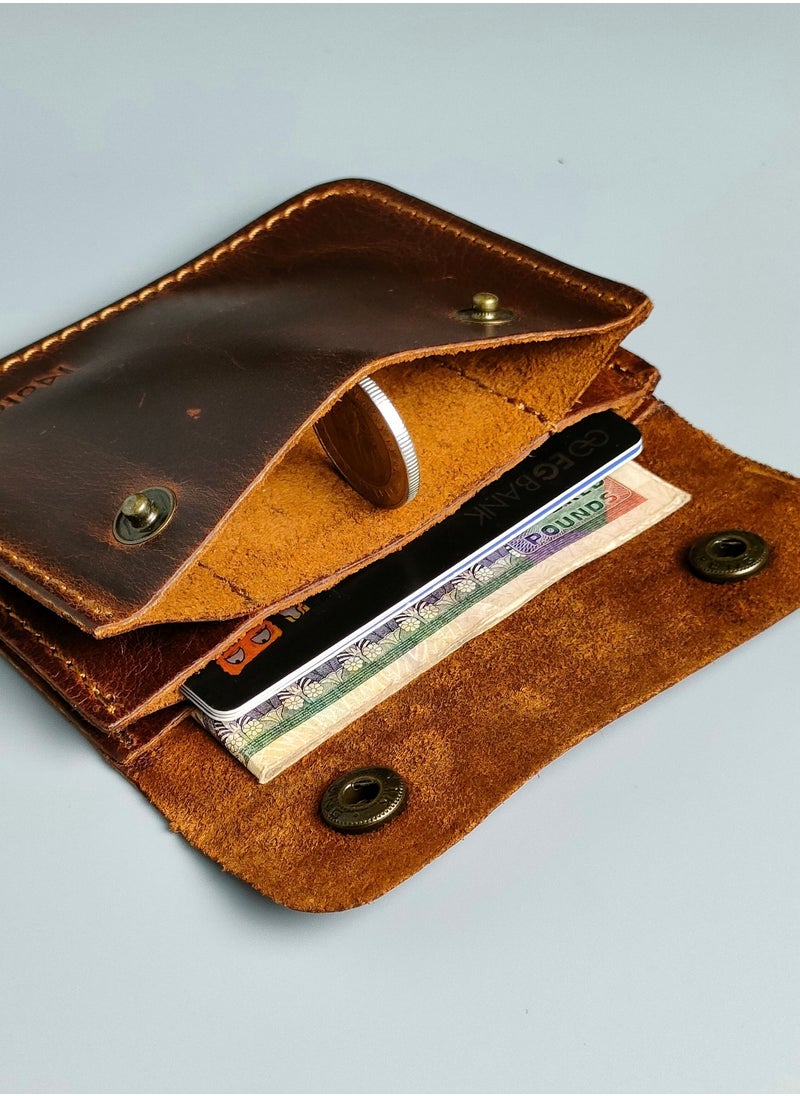 Motevia Genuine Leather Wallet Card Slots Coin Purse Pouch Wallet 3 Pockets for Men Cowhide Leather - Black  - Image 4