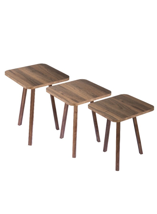 evistar 3-piece Square table set made of high-quality Turkish wood with a modern design - Image 2