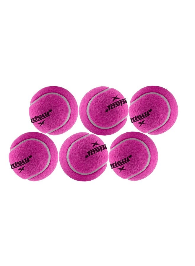 Jaspo Natural Rubber Synthetic Cricket Tennis Ball Pink Medium Weight (Pack Of 6) - Image 1