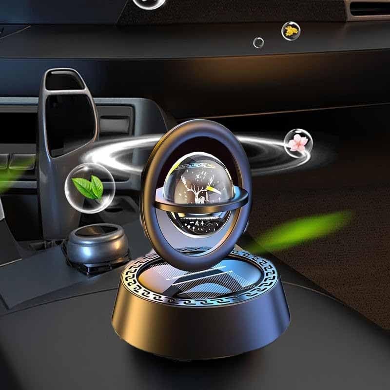KRIDARSH Luxury Solar Aromatherapy Car Air Freshener | Stylish Dashboard Rotating Perfume Diffuser | Plastic Solar-Powered Autorotation Decoration for Car Interior | Eco-Friendly Fragrance Diffuser - Image 2