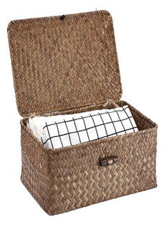 Hipiwe Wicker Shelf Baskets Bin with Lid, Handwoven Seagrass Basket Storage Bins Rectangular Household Basket Boxes for Shelf Wardrobe Home Organizer, Coffee Small - pzsku/Z6EEC14FEAAABCCBB7395Z/45/_/1693219825/ce3d198f-1f85-445f-9ea4-f662ef42e0e8