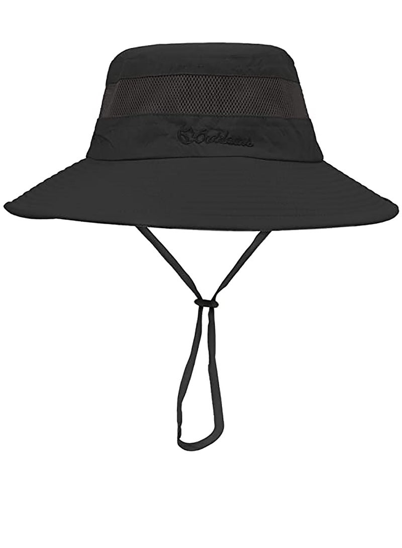 Excefore Fishing Hats for Men Women Wide Brim Mens Summer Sun Hats Bucket Cap Outdoor Black 1 Top - Image 1