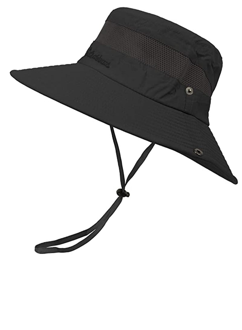 Excefore Fishing Hats for Men Women Wide Brim Mens Summer Sun Hats Bucket Cap Outdoor Black 1 Top - Image 2
