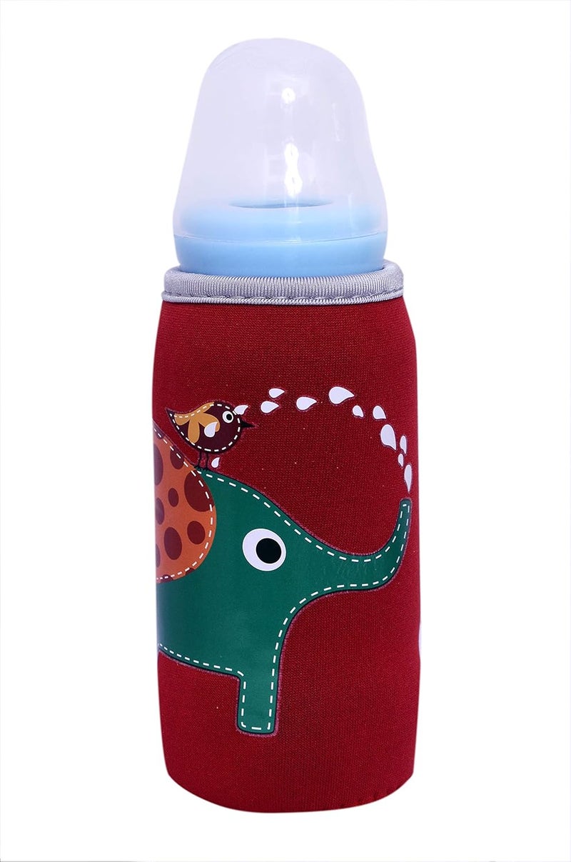 Alya The Cheeky Kidzz Stretchable Soft Reusable Baby Feeding Bottle Cover Sleeve Animal Printed with Holding Strap Suitable for 120ml 150ml 220ml 240ml Feeding Milk/Water Feeder Bottles(Pack of 3) - Image 2
