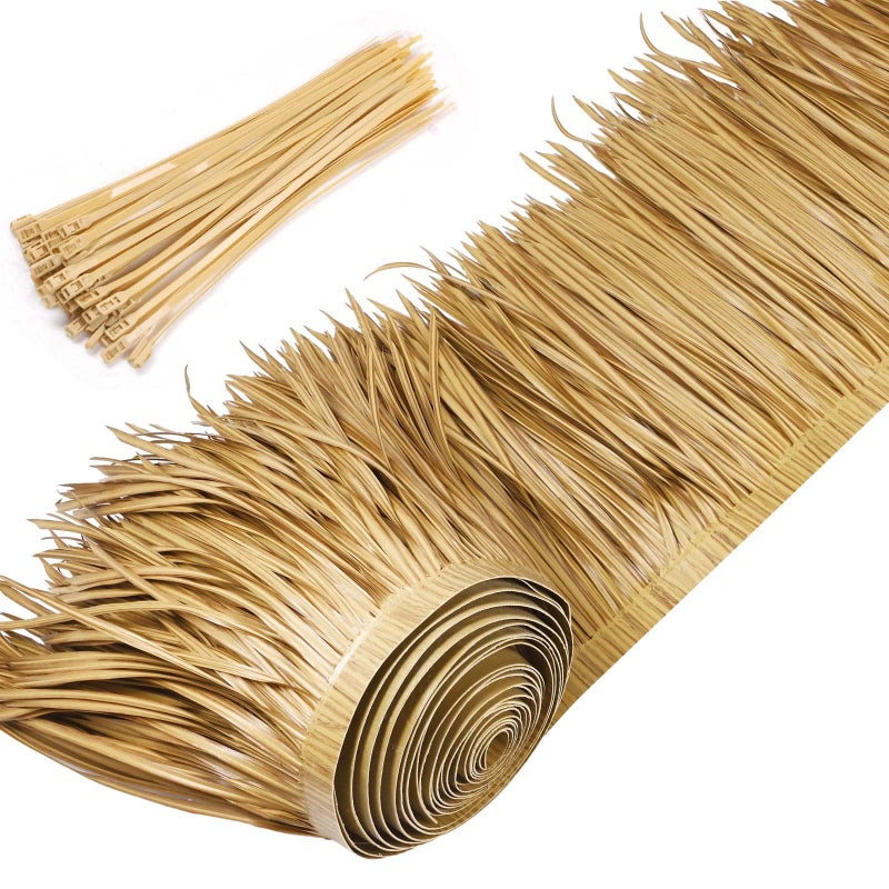 Yilloog Yilloog Palm Thatch Roll Palm Thatch Runner Roll Mexican Style Straw Roof Panels Tiki Hut Palapa Straw Roofs Duck Blind Grass for Tiki Bar Hut Garden Patio10 M 328 ftYellow Brown 