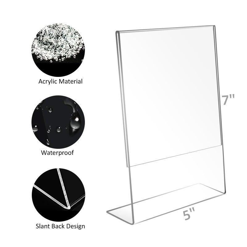 Bolidery 5x7 Acrylic Picture Frames  Set Of 6 Clear Acrylic Frameless Gift for Desktop Display  Vertical Standing Picture or Display Sign Holder with Inserts for Home Office - Image 2