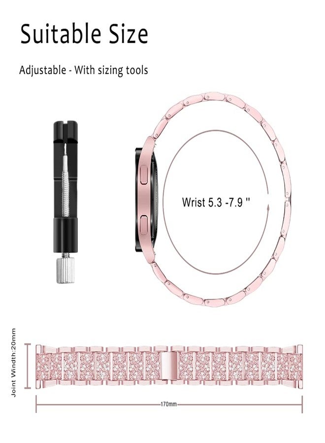Mosonio Compatible with Samsung Galaxy Watch 5 Band / Samsung Galaxy Watch 4 Band , 20 mm Rose Pink Bling Galaxy Watch Band with 40 mm Cover Case, Jewelry Metal Wristband for Women（Rose Pink,40 mm） - Image 4