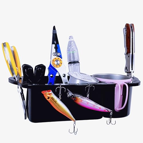 HiUmi 2 Pack Boat Caddy Organizer Marine Cup Holder Universal Fit for Bass Boat Kayak Pontoon Jon Boat Fishing Cabin Storage (2Pack-Black) - Image 4