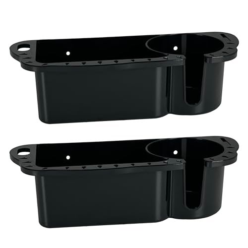 HiUmi 2 Pack Boat Caddy Organizer Marine Cup Holder Universal Fit for Bass Boat Kayak Pontoon Jon Boat Fishing Cabin Storage (2Pack-Black) - Image 1