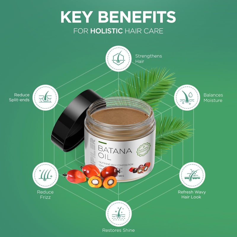 AIPILER Batana Oil for Hair Strenthening: Dr Sebi 100% Pure and Raw Honduras Hair Treatment Oil - Pre or Post Shower Hair care for Curly/Coily/Wavy Hair 4.23oz - Image 4